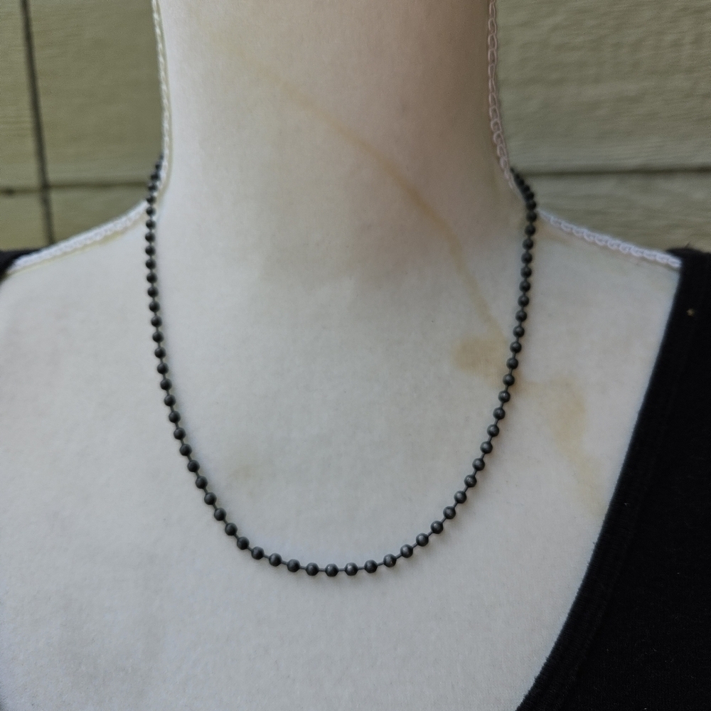 gray silver ball bead chain necklace